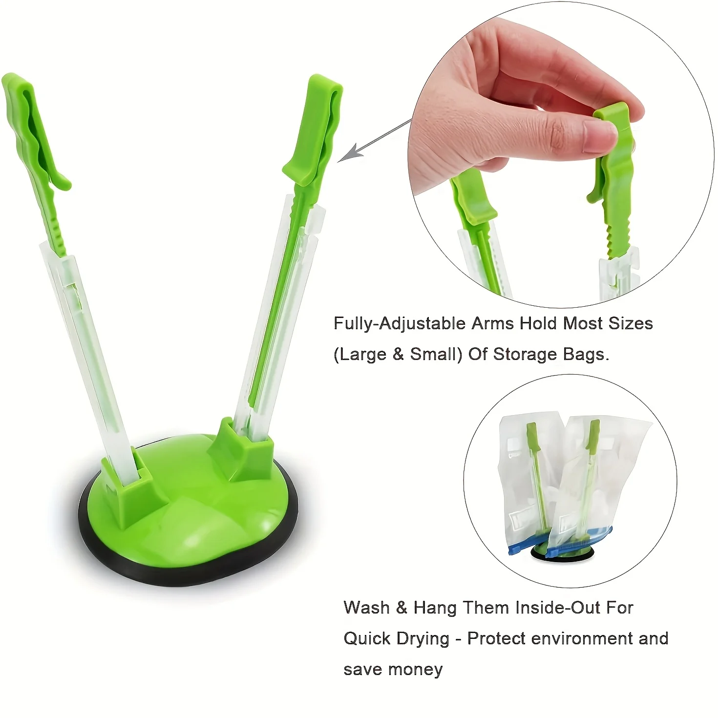 Kitchen Gadgets Rack Storage - Fermuarlı Poşet Tutucu Plastik Ayarlanabilir Kaymaz