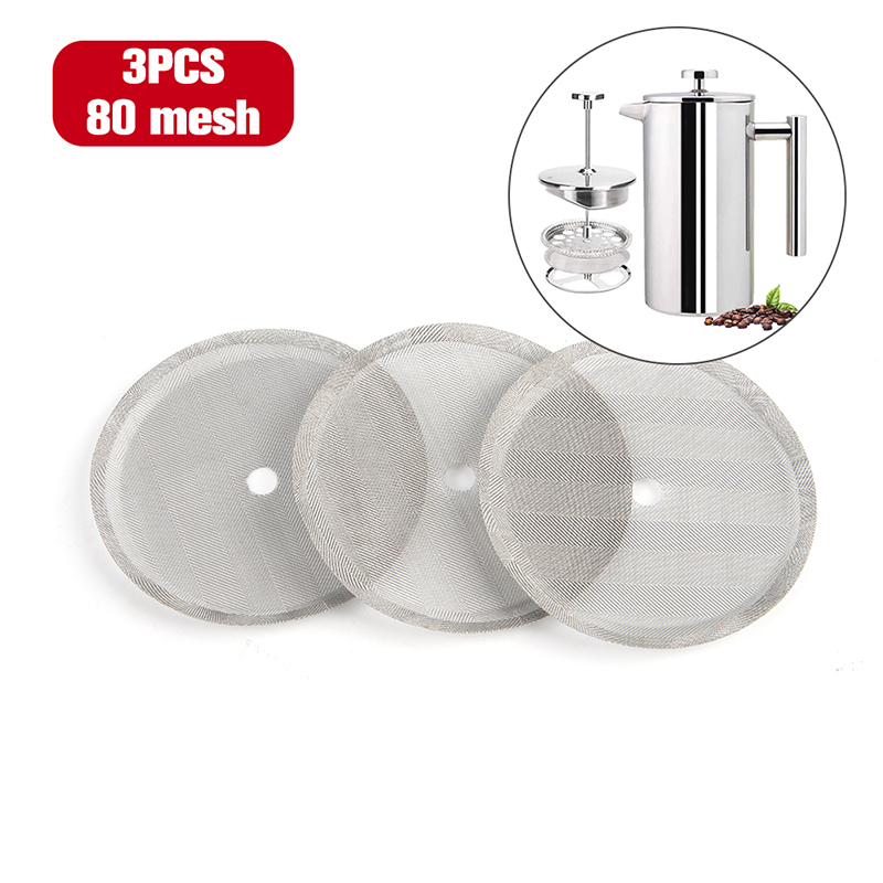 French Press Coffee Maker - 3 adet kullanımlık paslanmaz çelik fransız