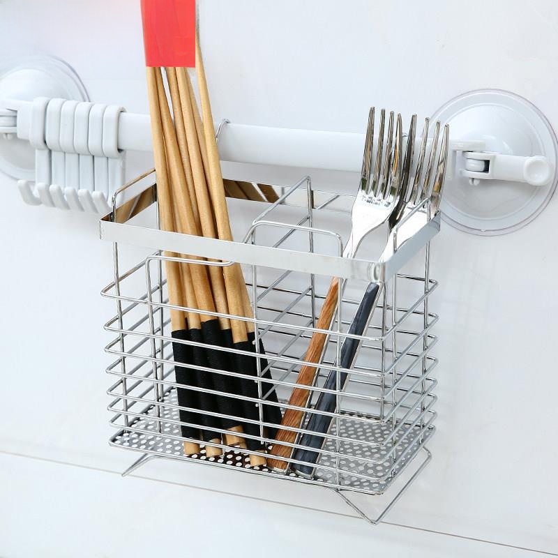 Kitchen Utensil Holder - 304 Paslanmaz Çelik Duvara Monte Çubukluk
