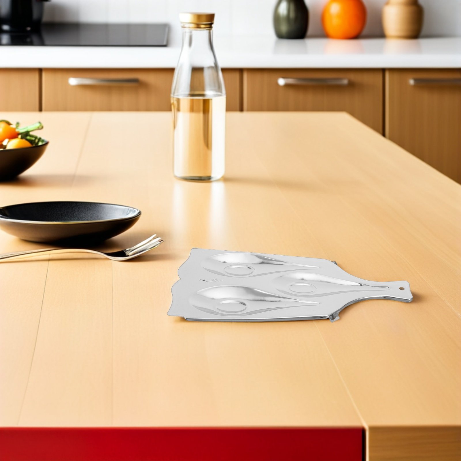 Kitchen Utensil Holder - Paslanmaz Çelik Üç Bölmeli Kaşıklık, Mutfak