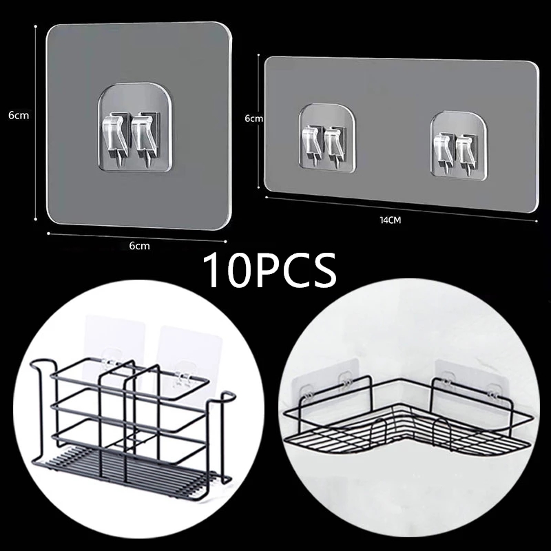 Kitchen Gadgets Rack Storage - 10 adet şeffaf asılı raf kanca